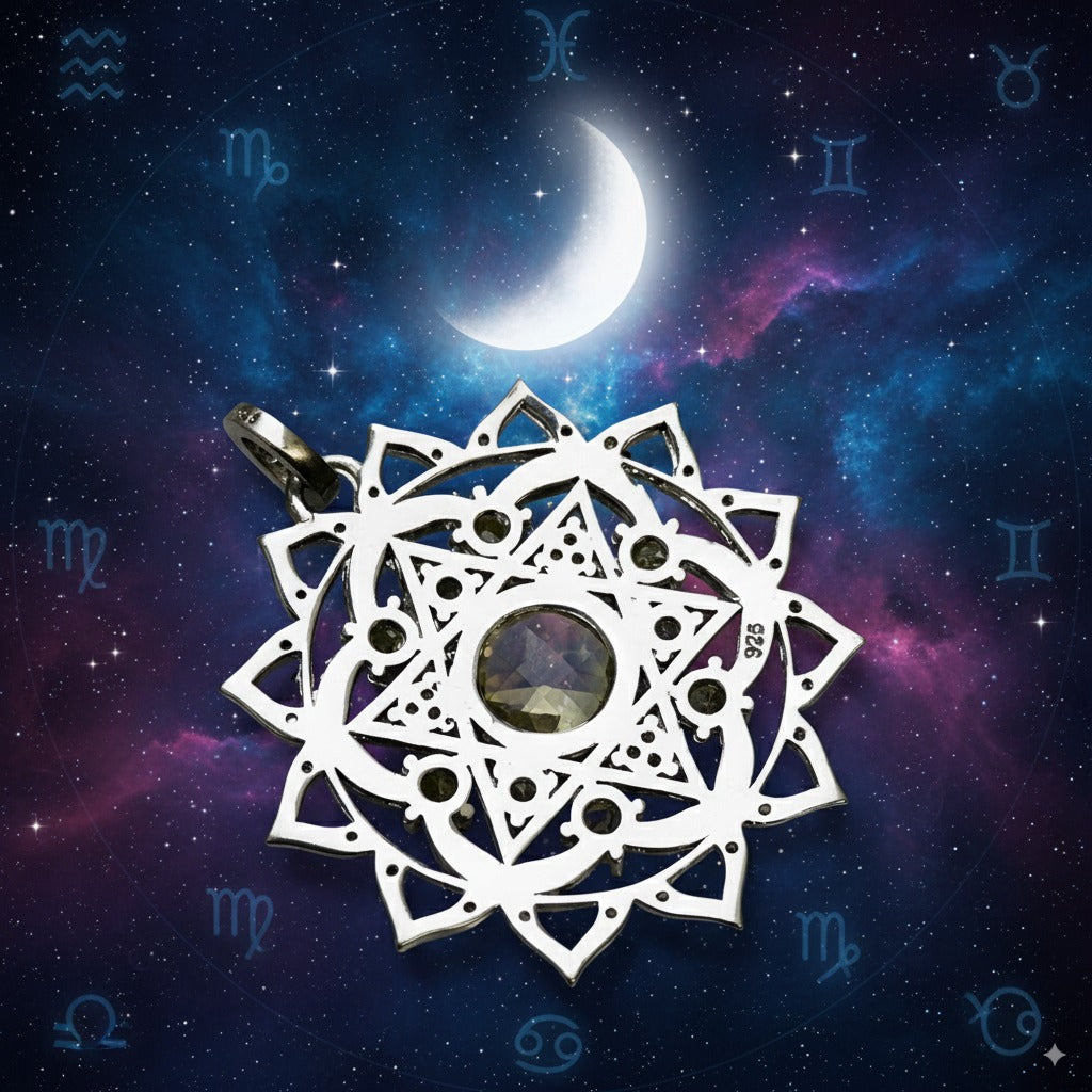 Heart Chakra Mandala Pendant – 925 Sterling Silver Sacred Geometry Amulet for Love, Healing & Manifestation