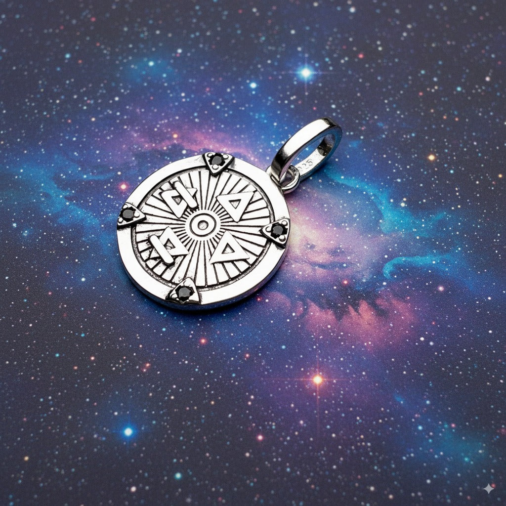 Elements of Nature Talisman Pendant – 925 Sterling Silver Zodiac Necklace with Black Zircon