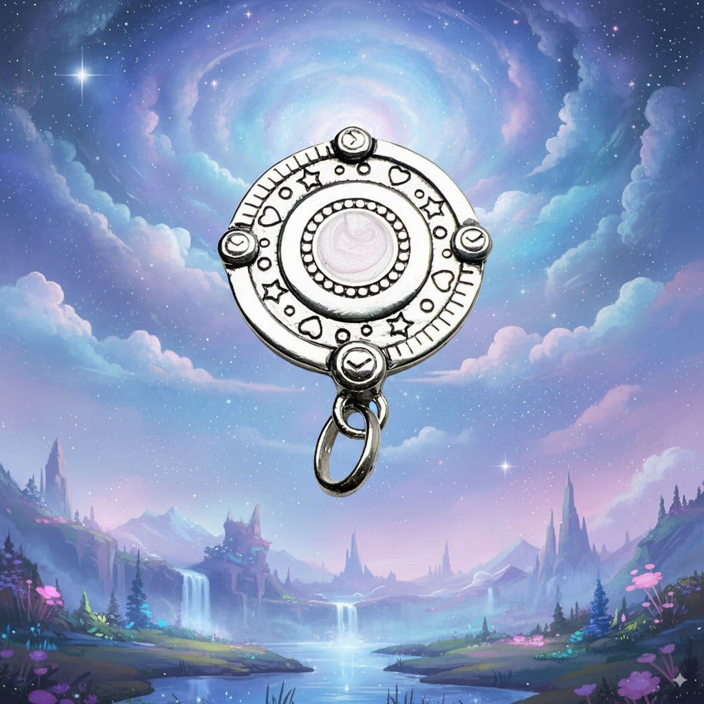 Pink Heart Planet Cosmic Pendant – 925 Sterling Silver Talisman with Enamel & Zircon for Love, Guidance & Manifestation