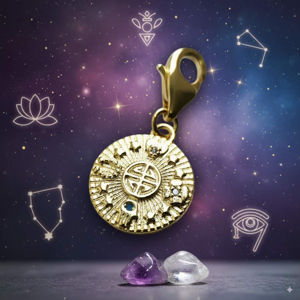 18K Gold Plated 925 Sterling Silver Vintage Coin Talisman of Luck & Blessings