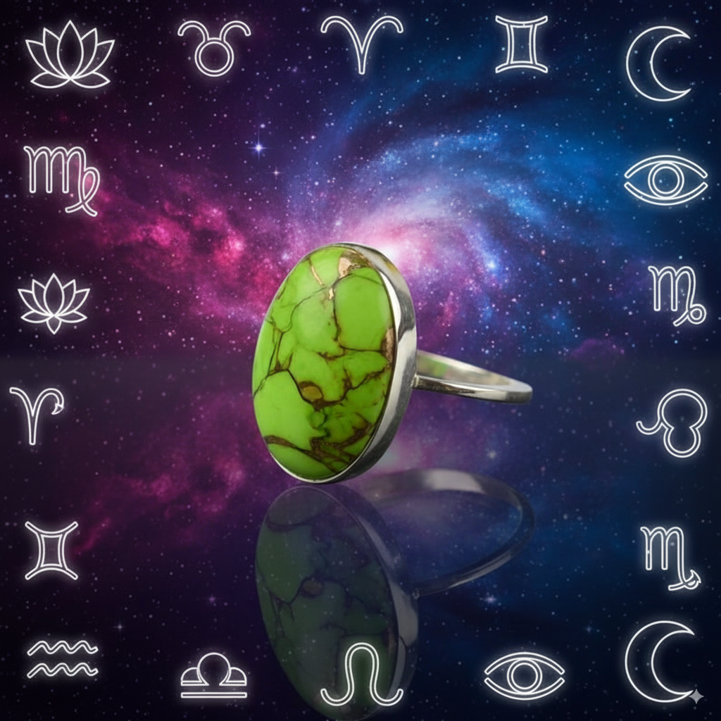 Turquoise Oval Ring • 925 Sterling Silver • Manifest Balance & Protection