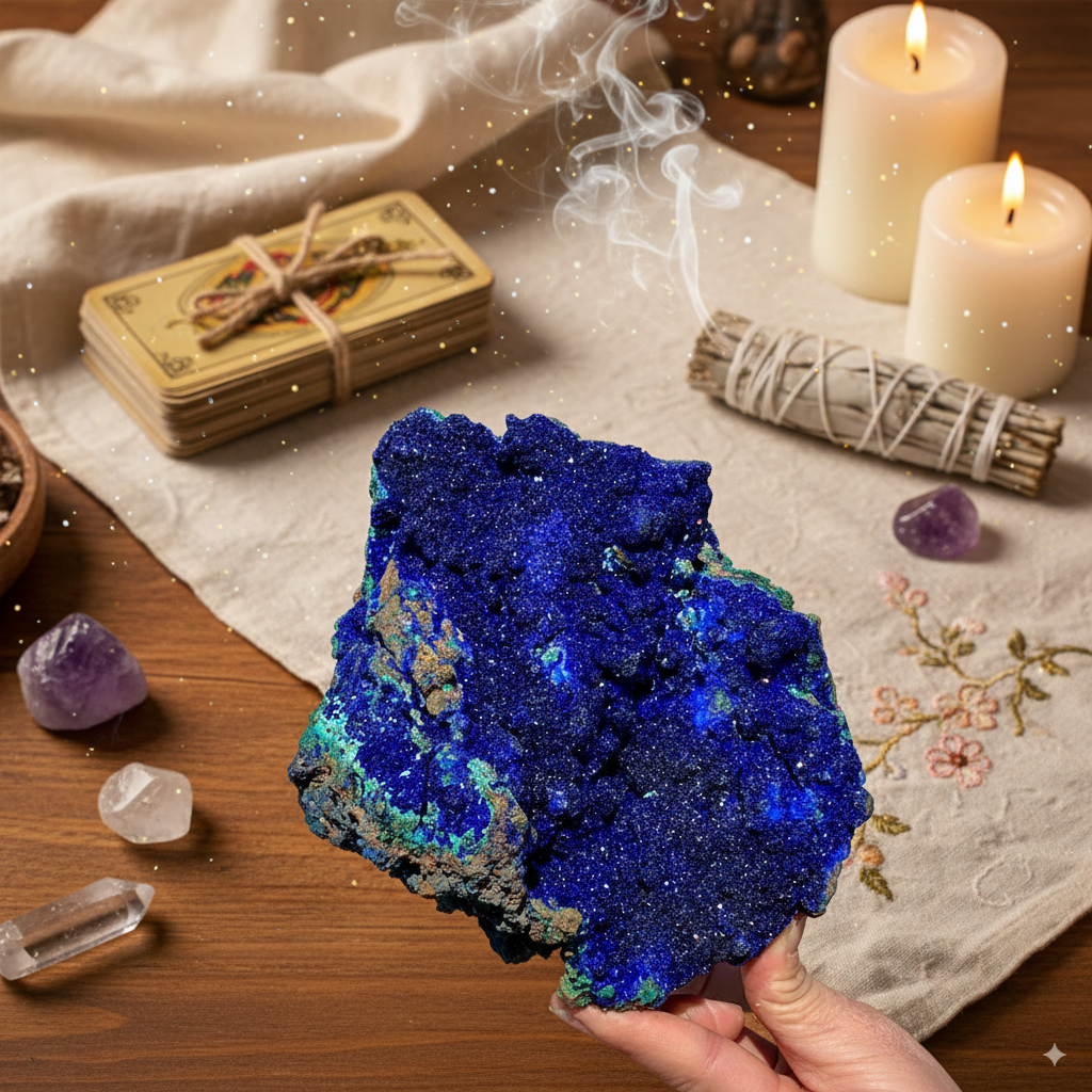Large Natural Azurite Crystal Cluster – Manifestation Stone for Wealth & Spiritual Growth (550–1000g)