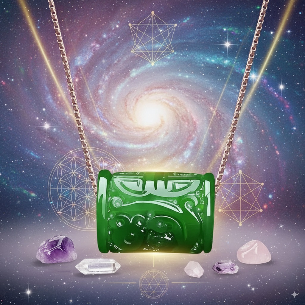 Natural Green Jade Money Beads Pendant Necklace Charm
