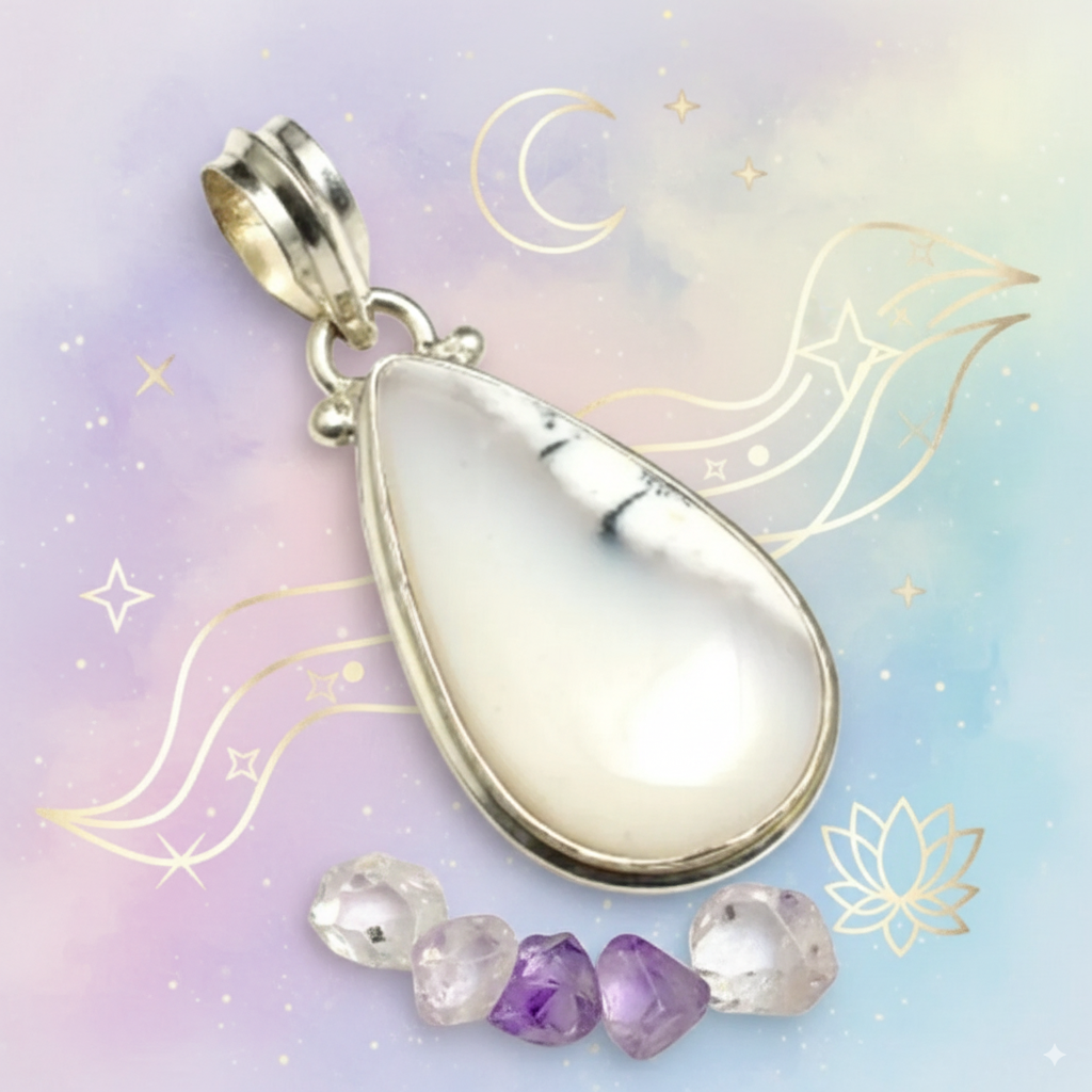 Dendrite Opal Sterling Silver Pendant – Inner Growth & Spiritual Harmony