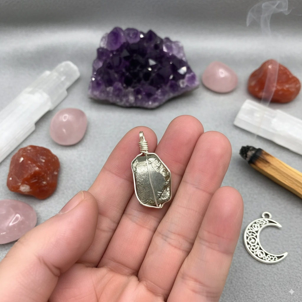 Raw Pyrite Crystal Pendant – Prosperity & Protection Amulet (Choose One or Three)