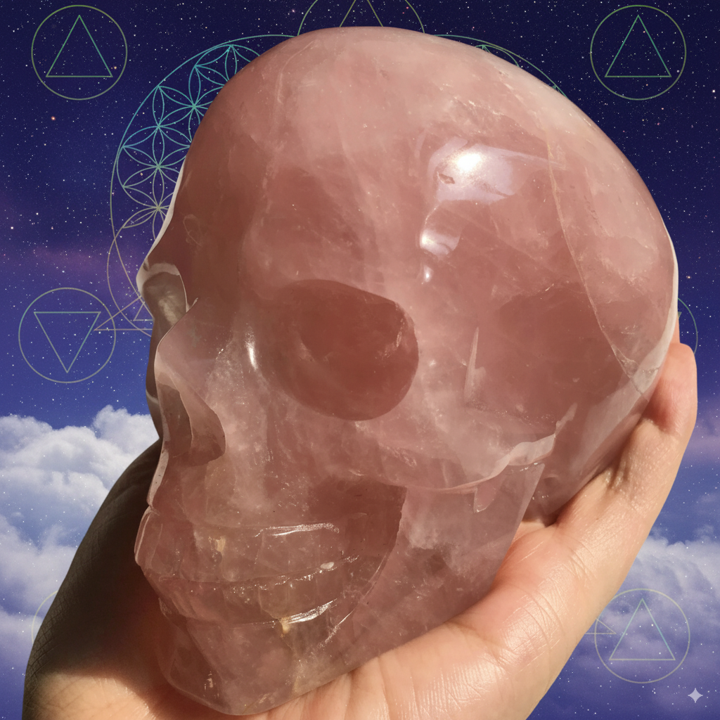 Natural Rose Quartz Crystal Skull – 1 kg of Love, Healing &amp; Mystical Energy
