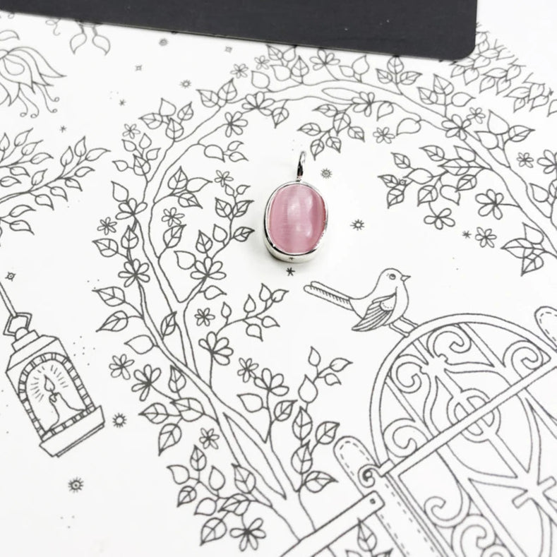 Pink Opal Oval Pendant – 925 Sterling Silver Minimalist Jewelry