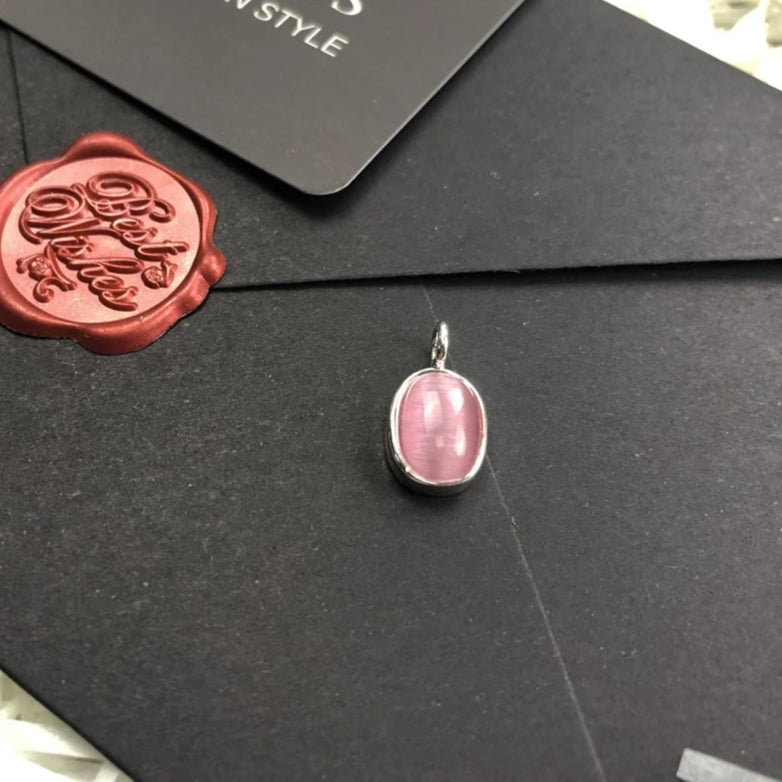 Pink Opal Oval Pendant – 925 Sterling Silver Minimalist Jewelry