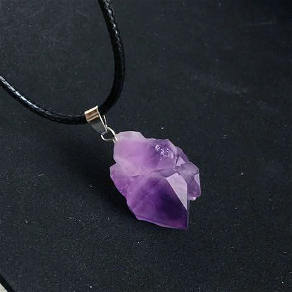 Natural Amethyst Point Pendant Necklace – Healing Crystal Jewelry