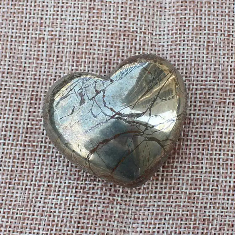 Mystic Heart Pyrite Palm Stone – 40×45 mm | Prosperity & Manifestation Crystal