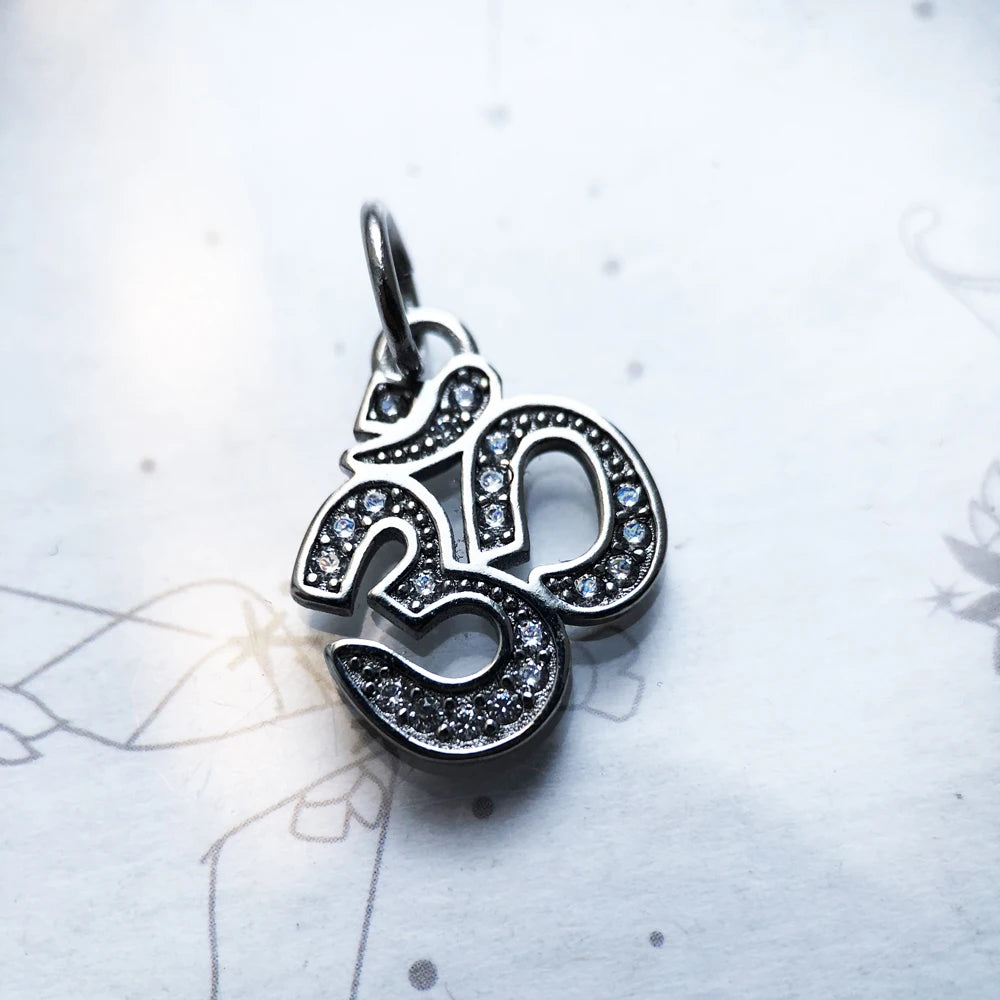 Brie & Marie Om Symbol Pendant – 925 Sterling Silver Spiritual Talisman with Zircon Accents