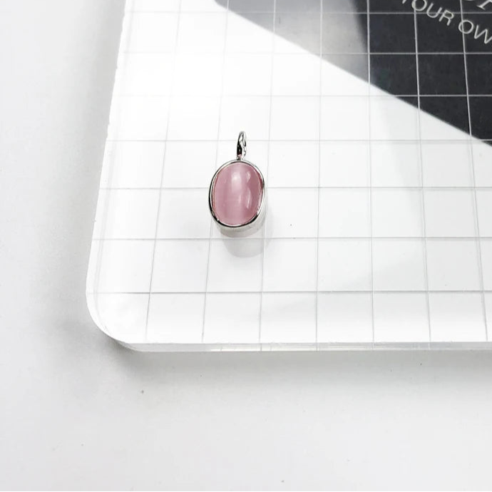 Pink Opal Oval Pendant – 925 Sterling Silver Minimalist Jewelry