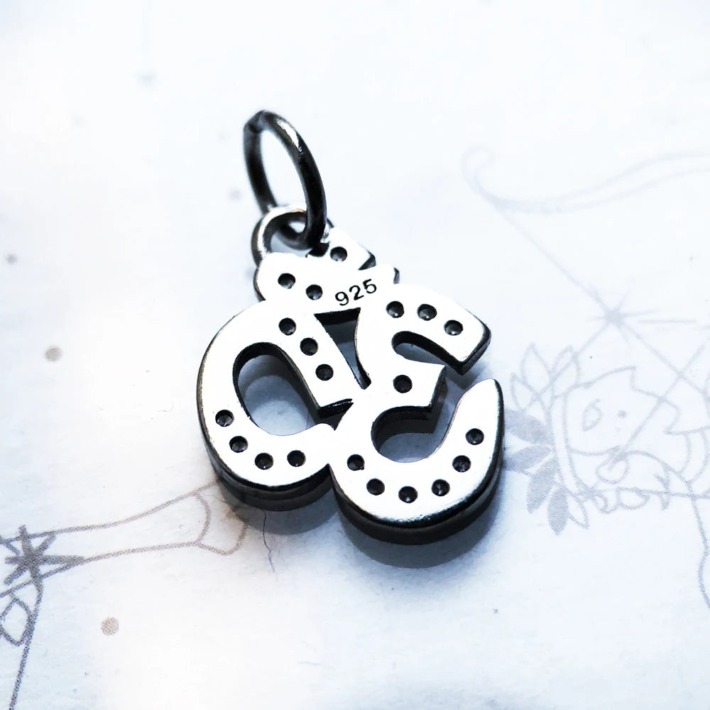 Brie & Marie Om Symbol Pendant – 925 Sterling Silver Spiritual Talisman with Zircon Accents