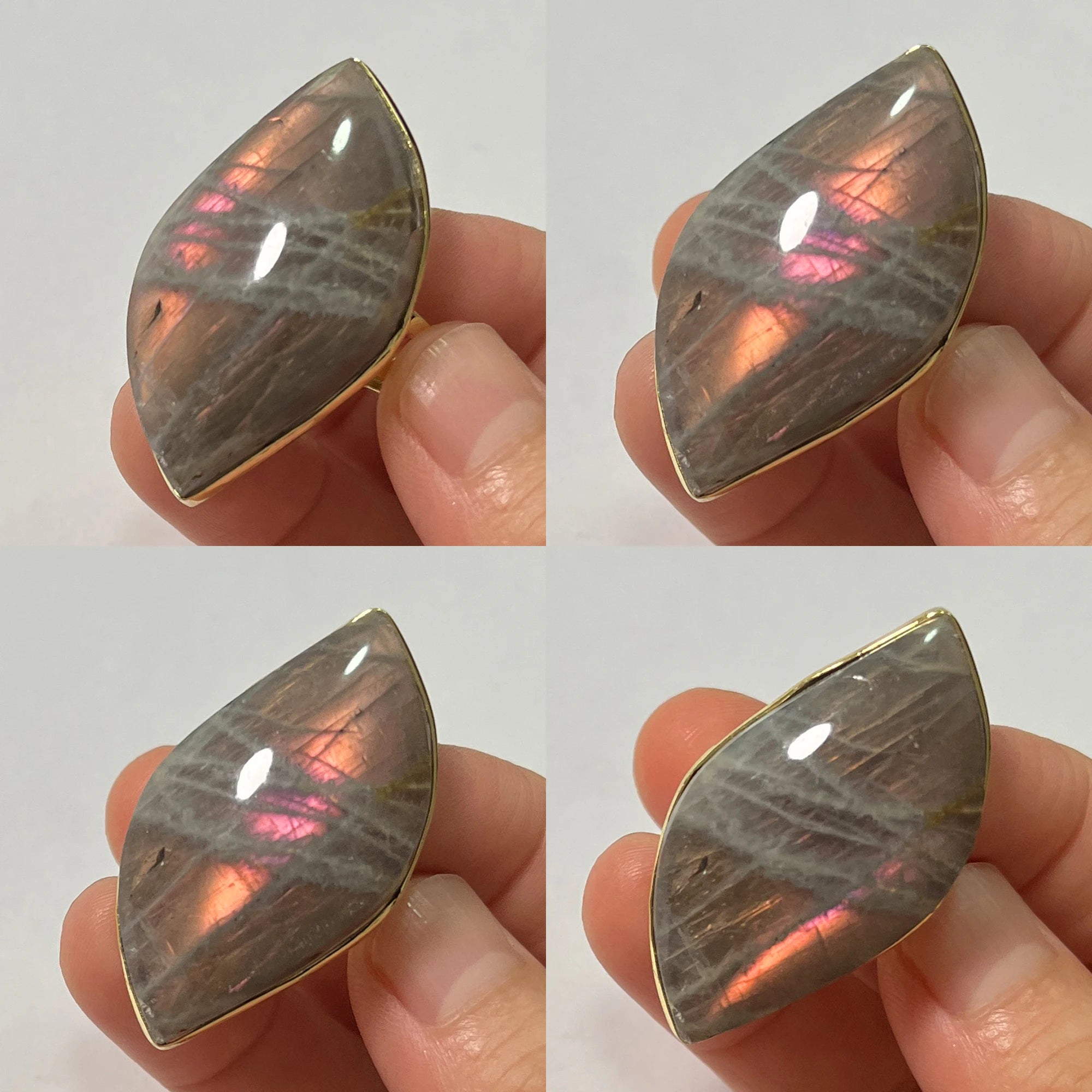 Natural Labradorite Adjustable Ring – Multicolour Healing Stone for Intuition & Protection