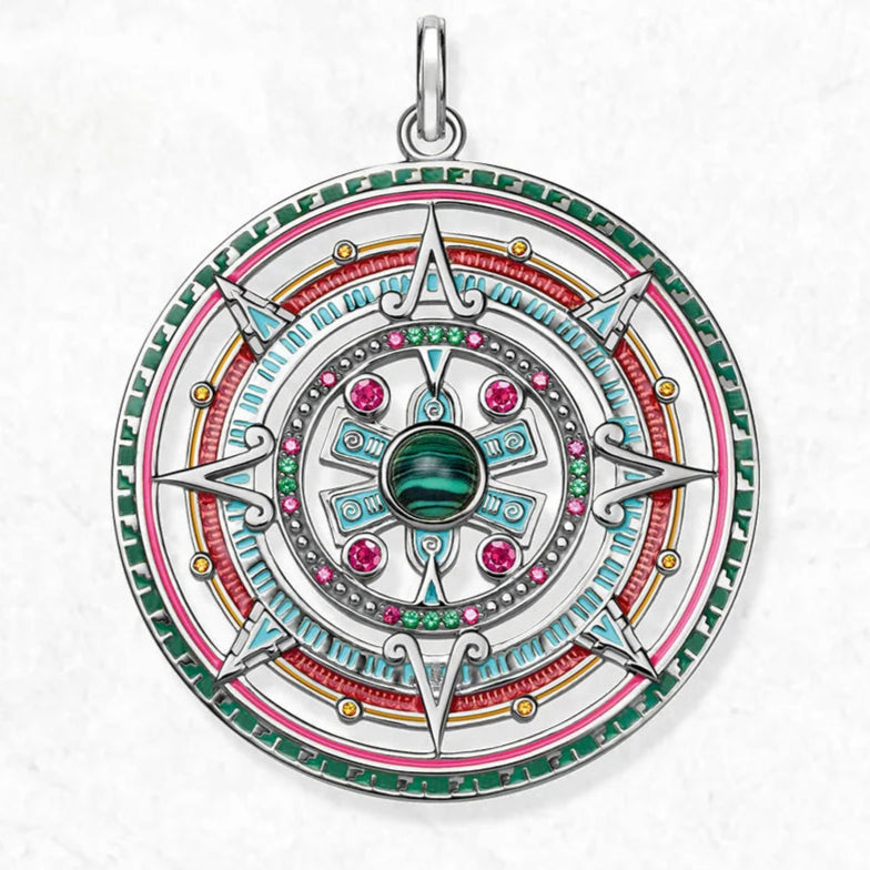 Mystical Aztec Magic Amulet Pendant – 925 Sterling Silver Bohemian Talisman with Zircon Accents