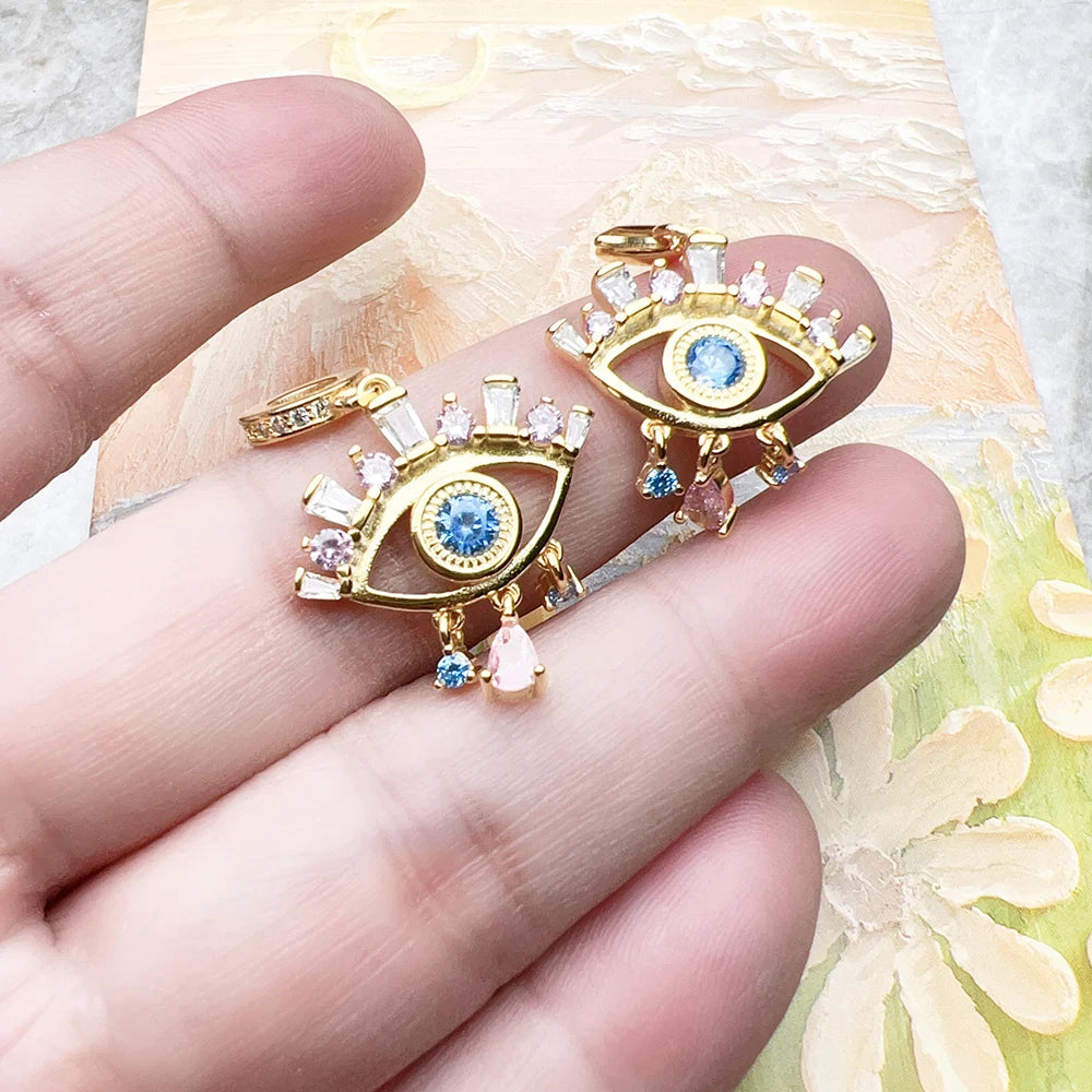 Brie & Marie Lucky Nazar Evil Eye Pendant – 18K Gold Plated 925 Sterling Silver Talisman Charm