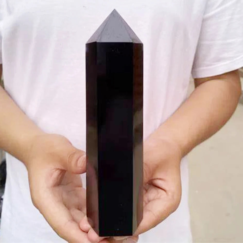 15cm Natural Crystal Tower – Amethyst, Lapis Lazuli, Labradorite & Obsidian Hexagonal Prism Wand