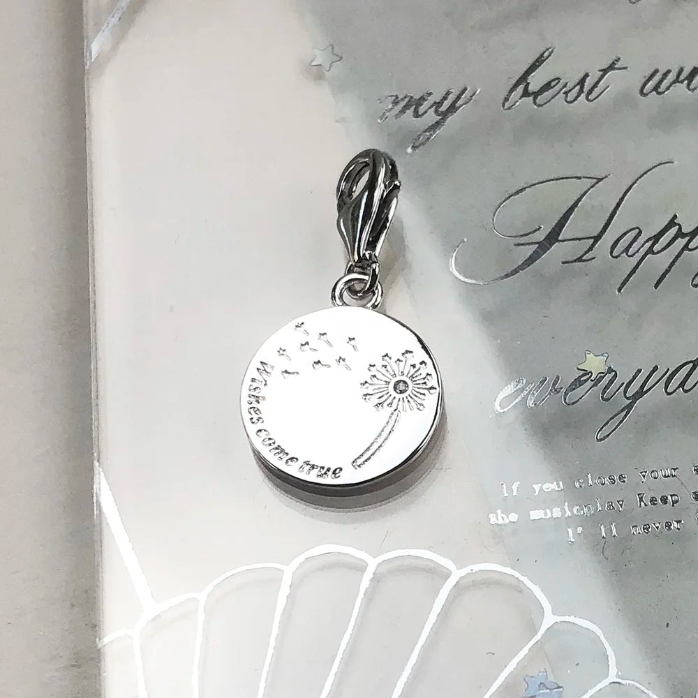 Dandelion “Wishes Come True” Pendant – 925 Sterling Silver Charm with Zircon