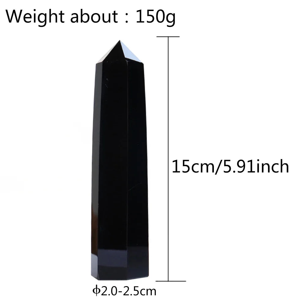 15cm Natural Crystal Tower – Amethyst, Lapis Lazuli, Labradorite & Obsidian Hexagonal Prism Wand
