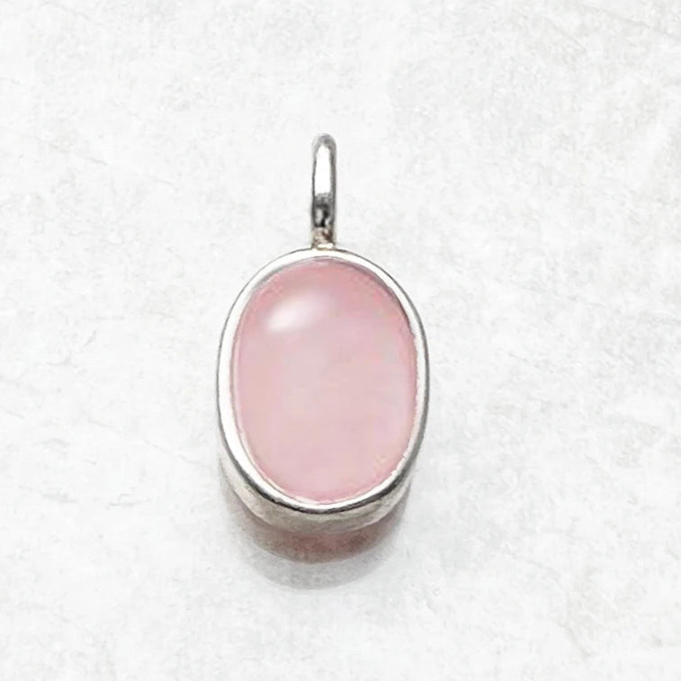 Pink Opal Oval Pendant – 925 Sterling Silver Minimalist Jewelry