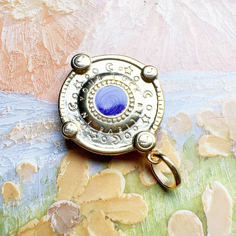 Cosmic Talisman Pendant – 18K Gold Plated 925 Sterling Silver Violet Enamel Necklace