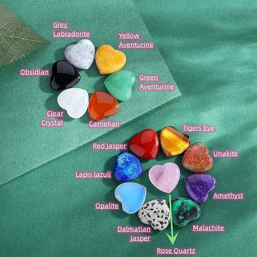 10/20/30pcs Natural Crystal Mini Heart Set – 20 mm Healing Stones for Love, Balance & Manifestation