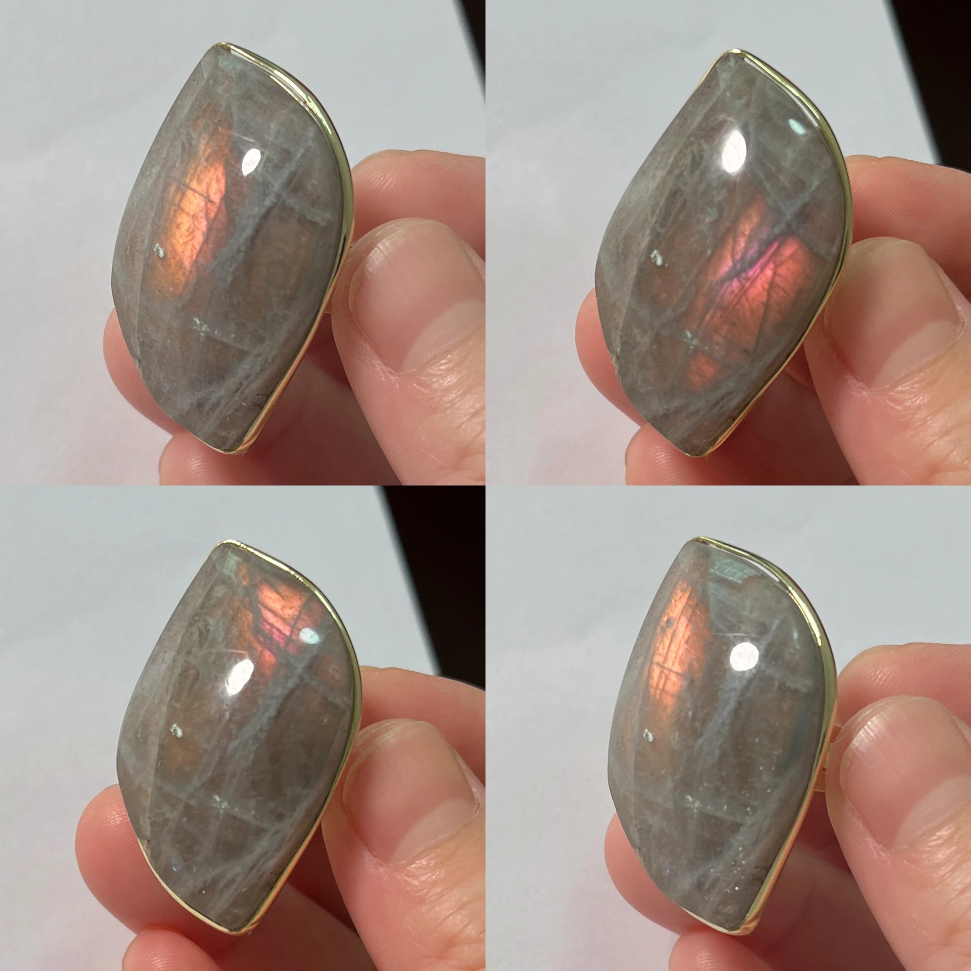 Natural Labradorite Adjustable Ring – Multicolour Healing Stone for Intuition & Protection