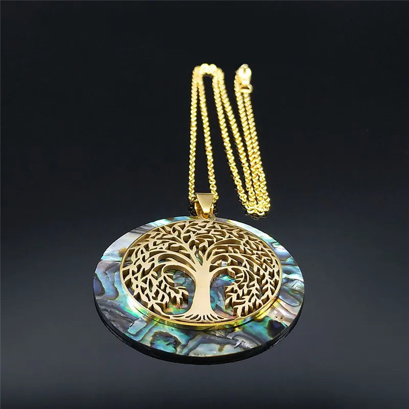 Eternal Tree of Life Abalone Shell Necklace – Manifestation Jewelry for Protection, Energy & Connection