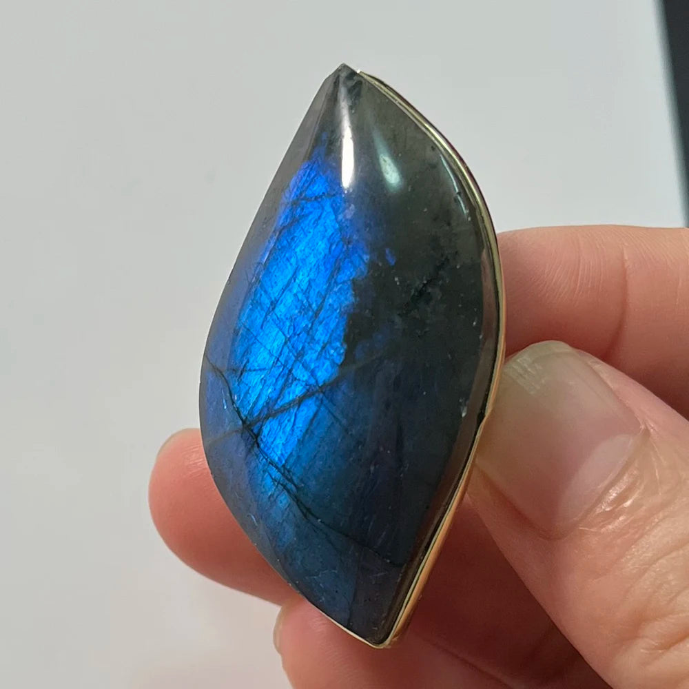 Natural Labradorite Adjustable Ring – Multicolour Healing Stone for Intuition & Protection