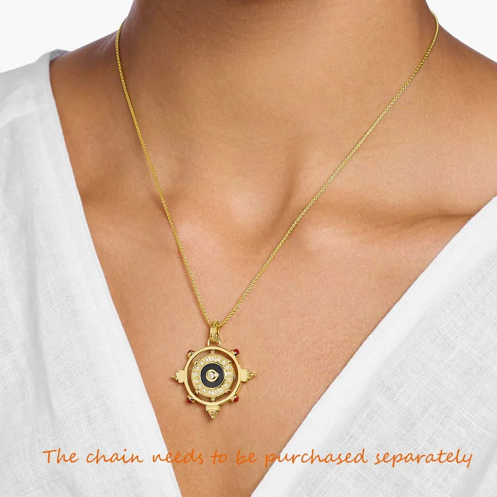 Rotatable Sun Coin Pendant – 18K Gold Plated | 925 Sterling Silver