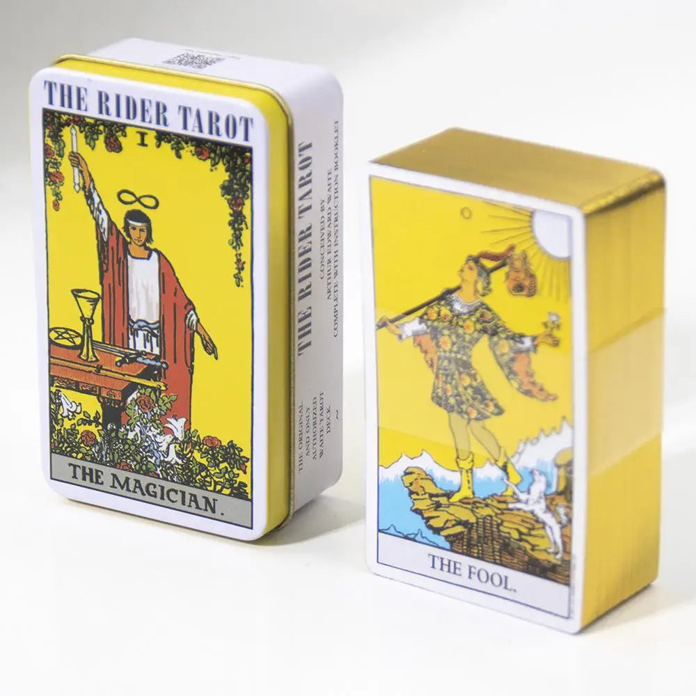 Rider Waite Tarot Deck in Tin Box | Gilded Edge Cards | Classic Fortune Telling Game & Divination Tool