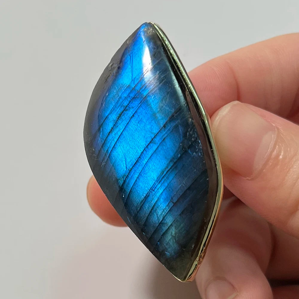 Natural Labradorite Adjustable Ring – Multicolour Healing Stone for Intuition & Protection