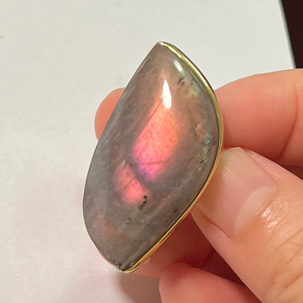Natural Labradorite Adjustable Ring – Multicolour Healing Stone for Intuition & Protection