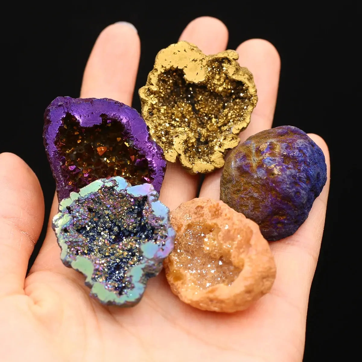 ✨ Natural Agate Treasure Bowls – 2pcs Crystal Energy Gemstone Set