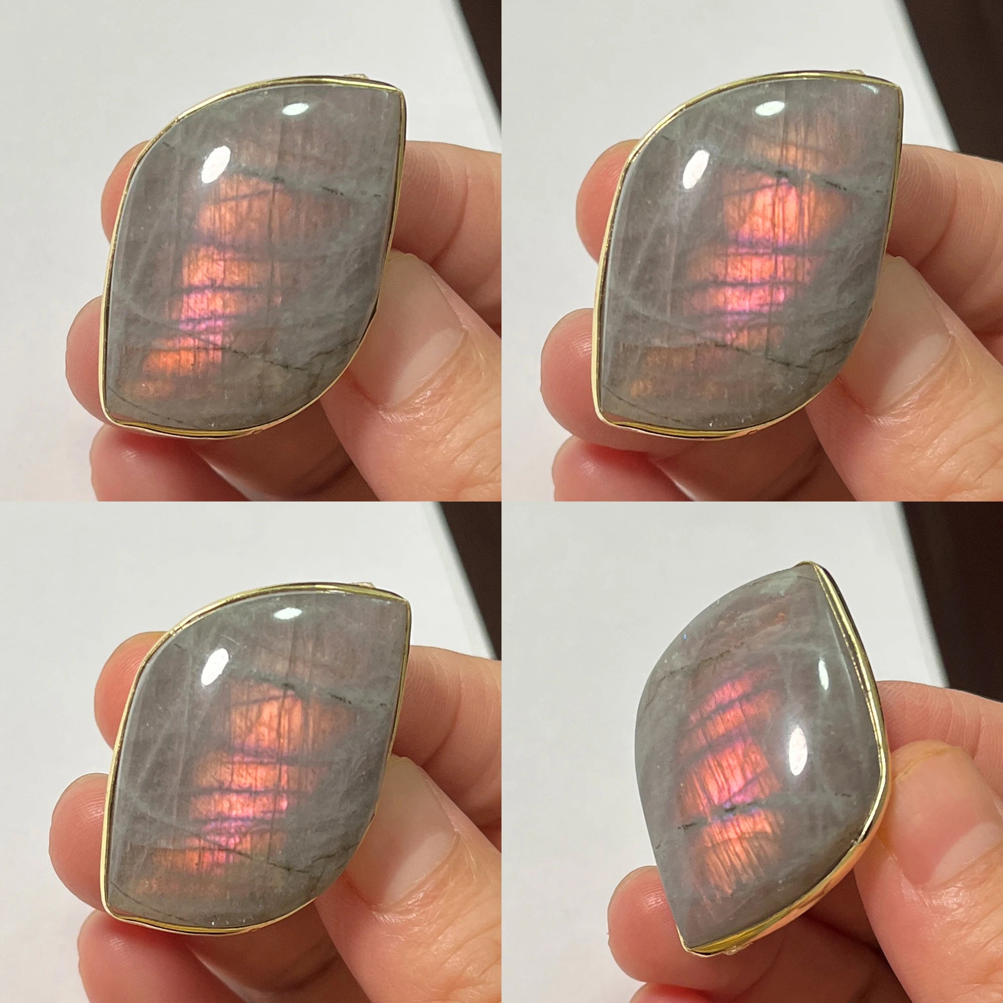 Natural Labradorite Adjustable Ring – Multicolour Healing Stone for Intuition & Protection