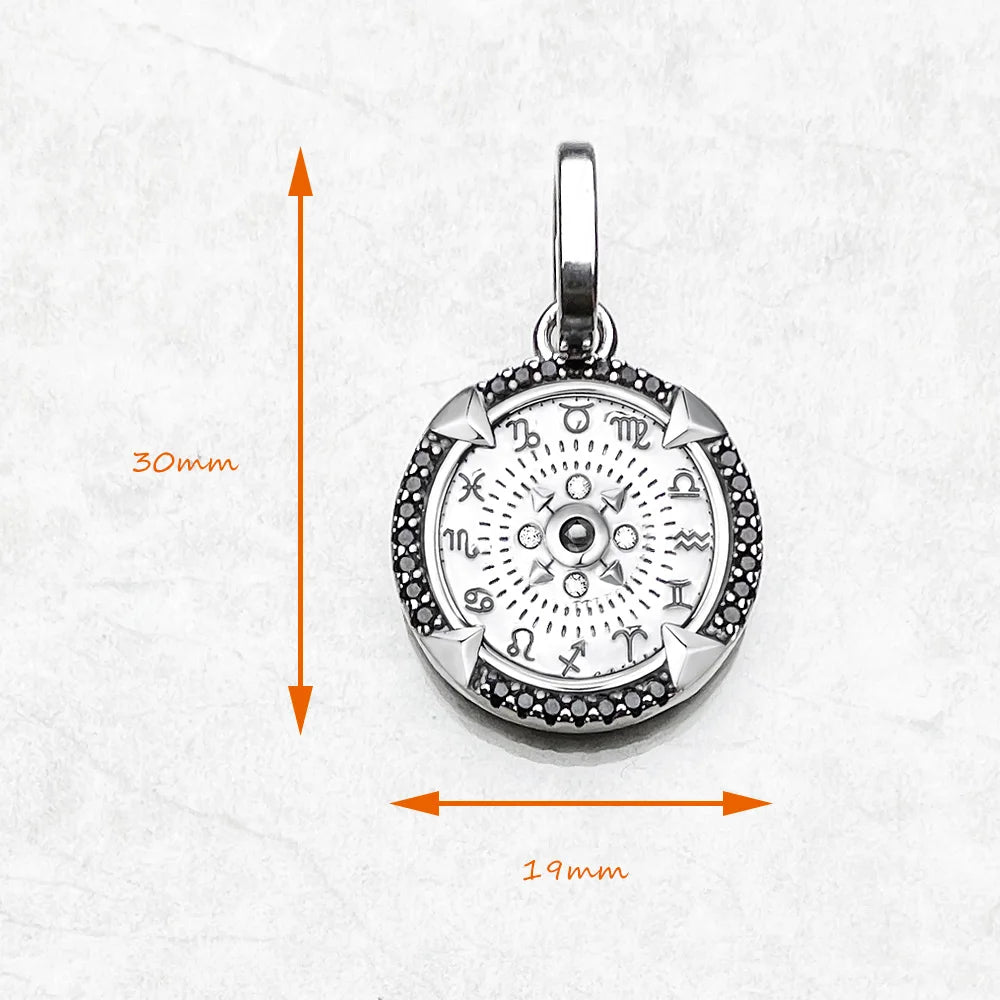 Brie & Marie Elements of Nature Talisman Pendant – 925 Sterling Silver Zodiac Necklace with Black Zircon