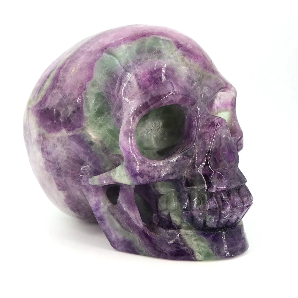 Mystic Fluorite Crystal Skull – 5.5" Hand-Carved Healing Stone for Energy & Meditation
