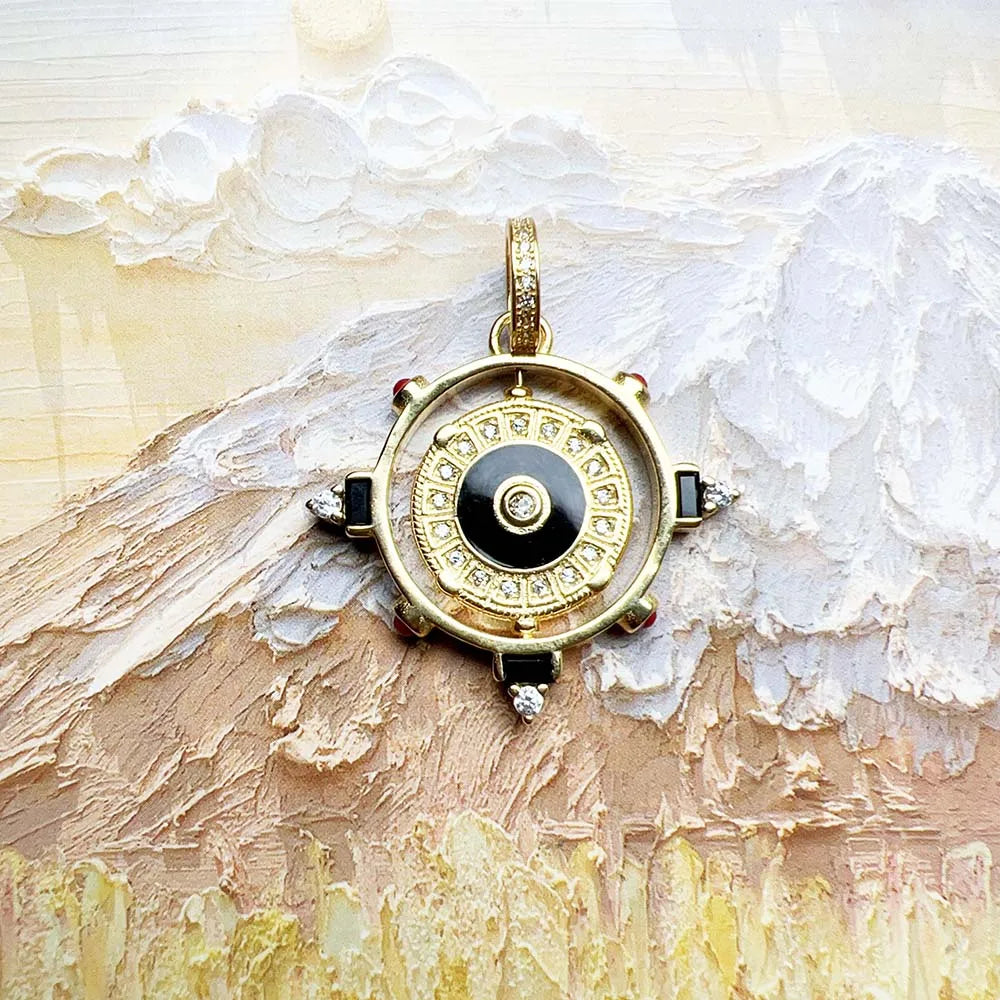 Rotatable Sun Coin Pendant – 18K Gold Plated | 925 Sterling Silver
