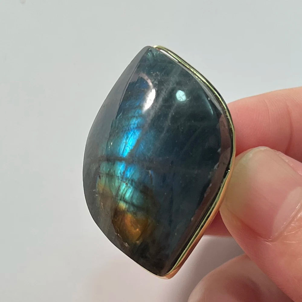 Natural Labradorite Adjustable Ring – Multicolour Healing Stone for Intuition & Protection