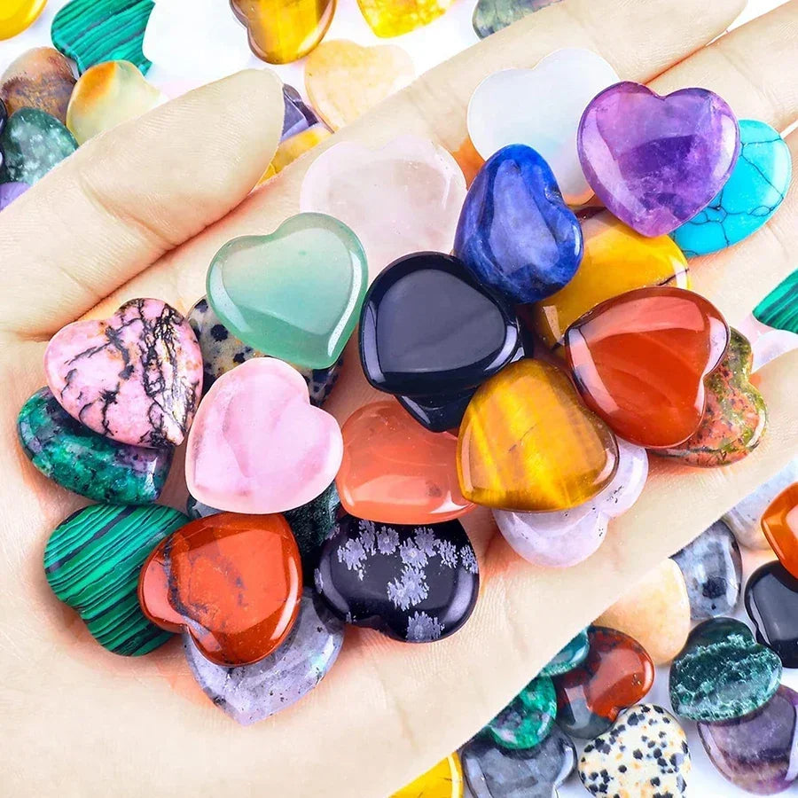 10/20/30pcs Natural Crystal Mini Heart Set – 20 mm Healing Stones for Love, Balance & Manifestation