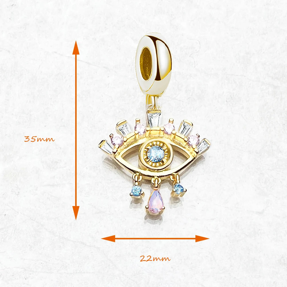 Brie & Marie Lucky Nazar Evil Eye Pendant – 18K Gold Plated 925 Sterling Silver Talisman Charm
