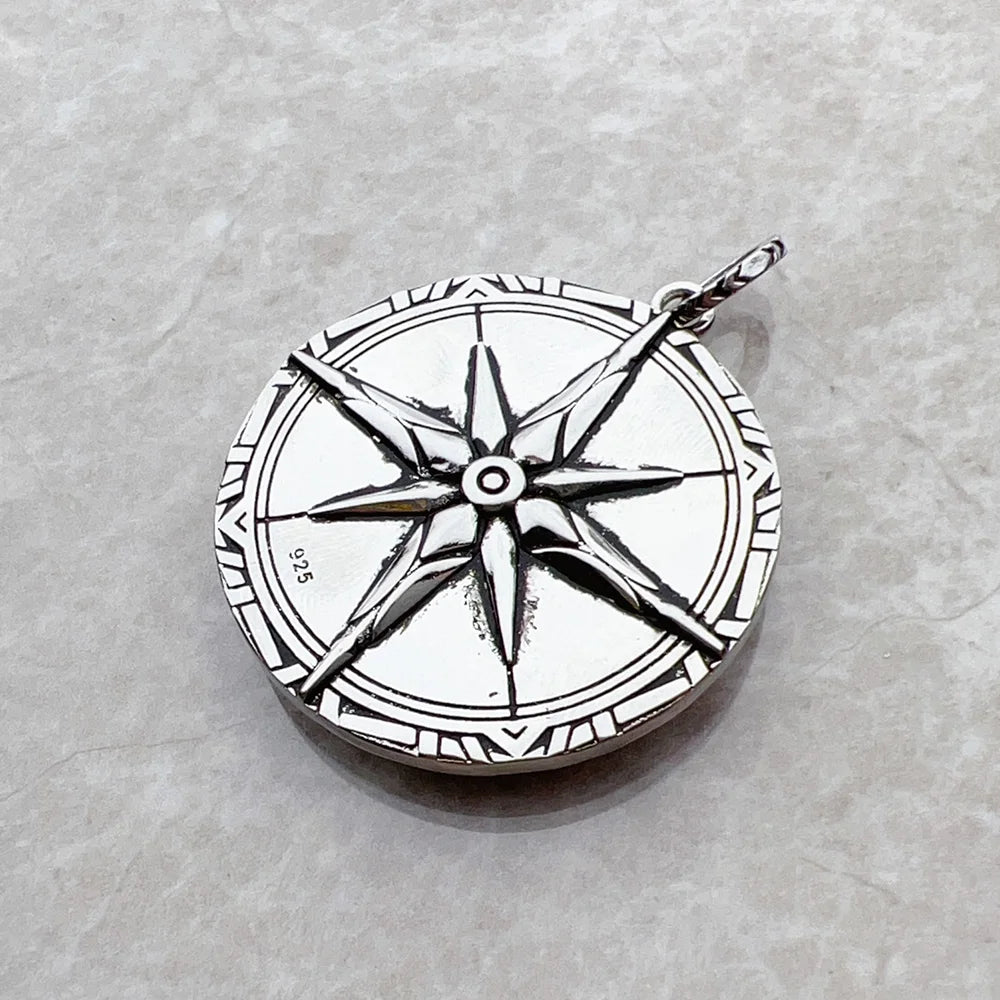 Brie & Marie Black Compass Pendant with Onyx – 925 Sterling Silver Talisman Necklace