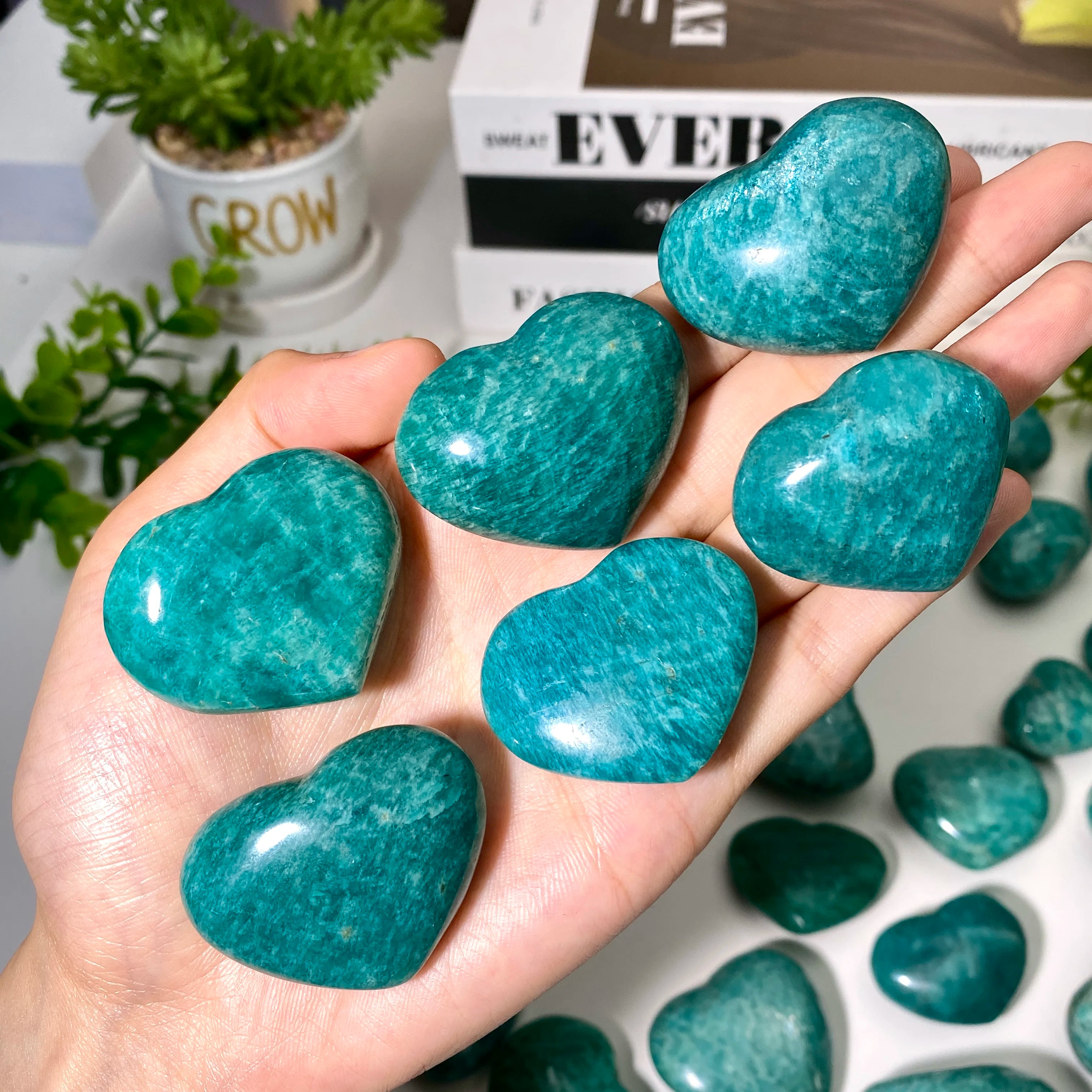 💙 Amazonite Love Heart – Natural Crystal Carving