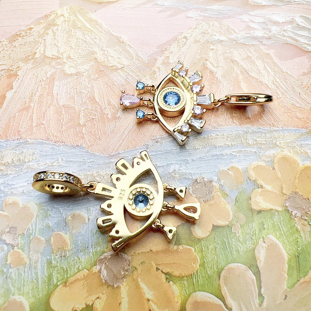 Brie & Marie Lucky Nazar Evil Eye Pendant – 18K Gold Plated 925 Sterling Silver Talisman Charm