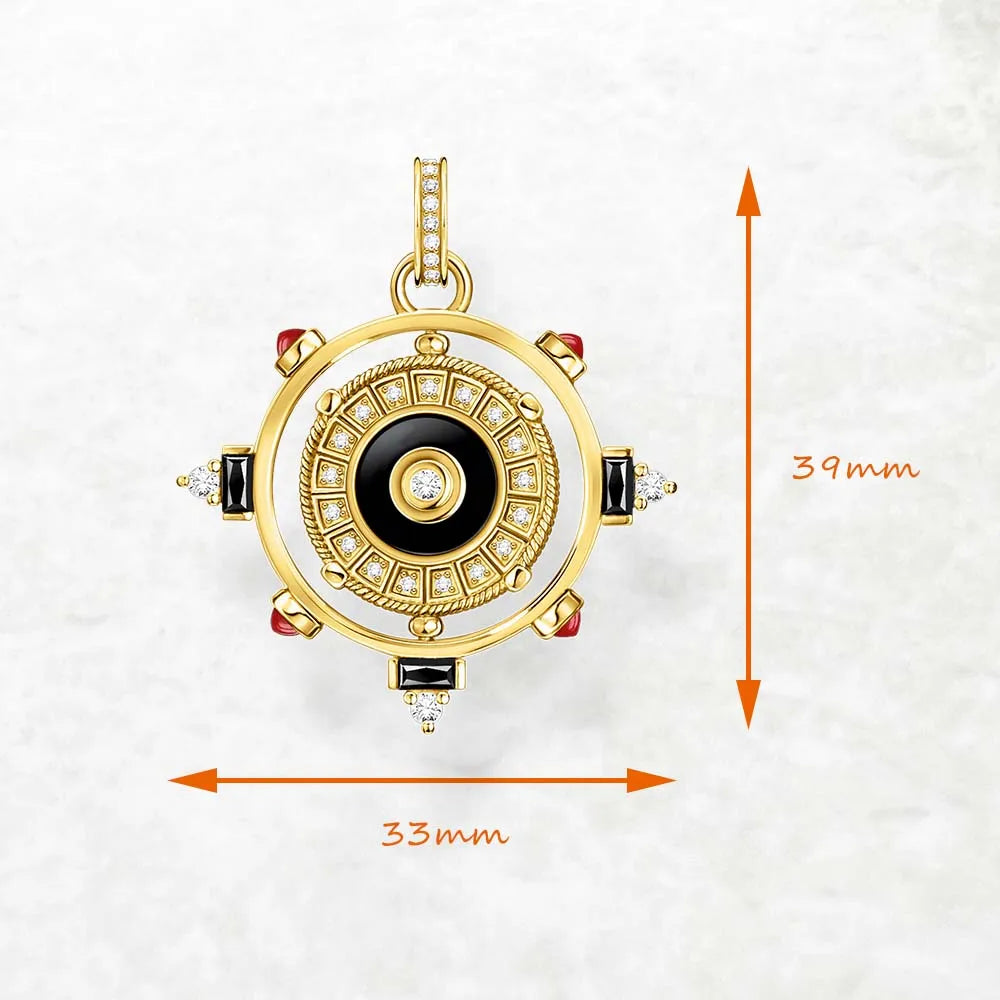 Rotatable Sun Coin Pendant – 18K Gold Plated | 925 Sterling Silver
