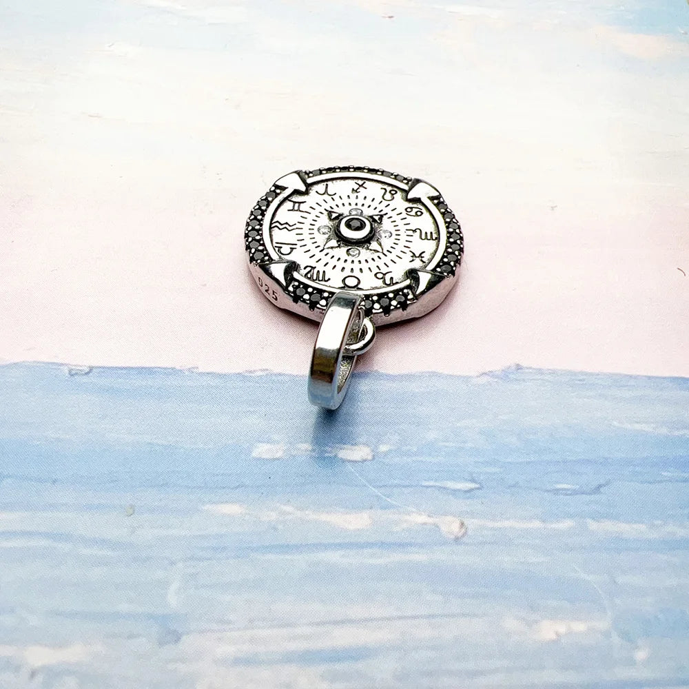 Brie & Marie Elements of Nature Talisman Pendant – 925 Sterling Silver Zodiac Necklace with Black Zircon