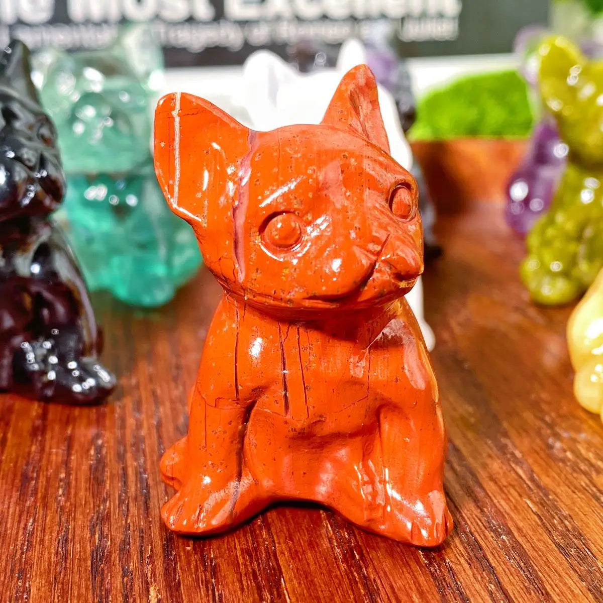 Crystal Pug Dog Figurine – Hand-Carved Natural Gemstone Healing Stone (1PC)
