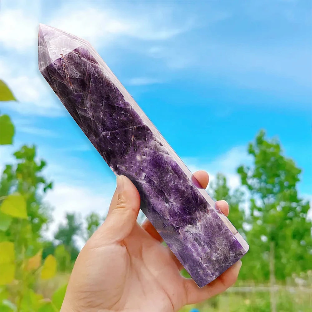 15cm Natural Crystal Tower – Amethyst, Lapis Lazuli, Labradorite & Obsidian Hexagonal Prism Wand