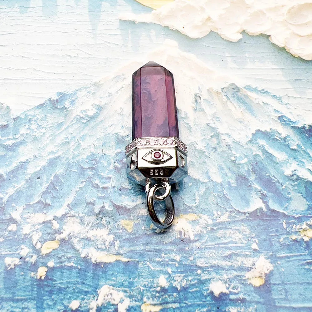 Amethyst Hexagon Cosmic Talisman Pendant – 925 Sterling Silver with Zircon Accents