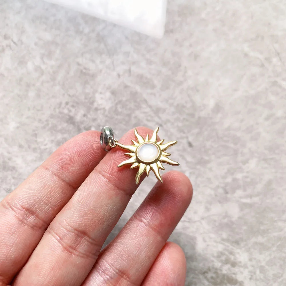 Sun Pendant with Mother-of-Pearl – 925 Sterling Silver with Gold Finish